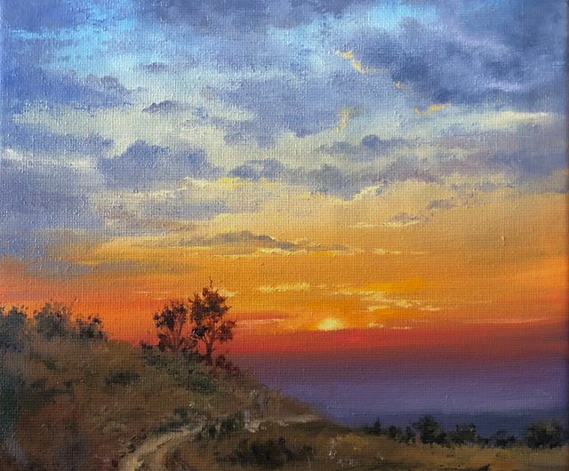 夕日」 大きな絵画 油絵 F80号 風景画 瀬戸内海 迫力 - メルカリ