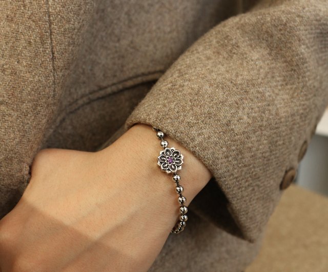 韓国伝統の丹頂ボールシルバーブレスレット / チョン - 11