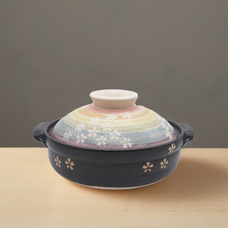 Nippon Mango-Yaki-Eyan Earthen Pot Banko-yaki Sakura no Blossom (0.8L) - Pots & Pans - Pottery Multicolor