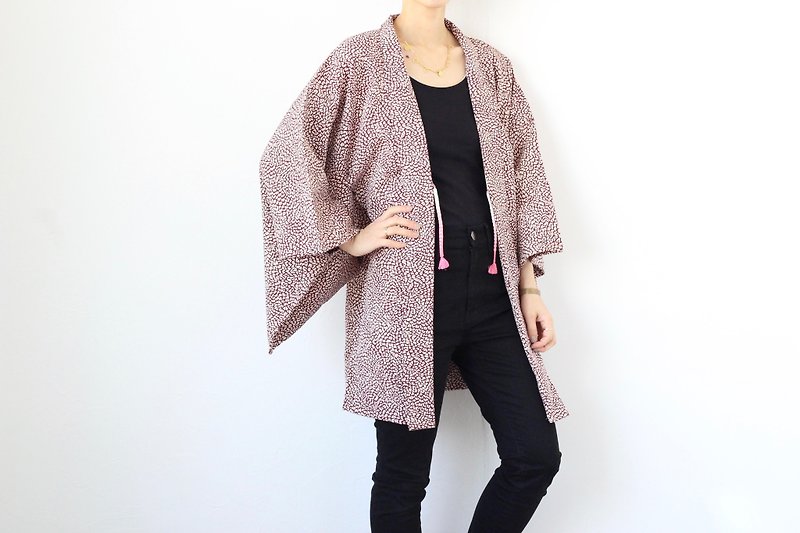 Haori, EXCELLENT VINTAGE, silk kimono /4173 - เสื้อแจ็คเก็ต - ผ้าไหม สีม่วง