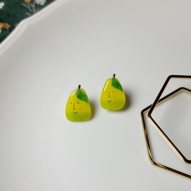 Pomelo, Taiwan Fruit Handmade Hand Painted Earrings