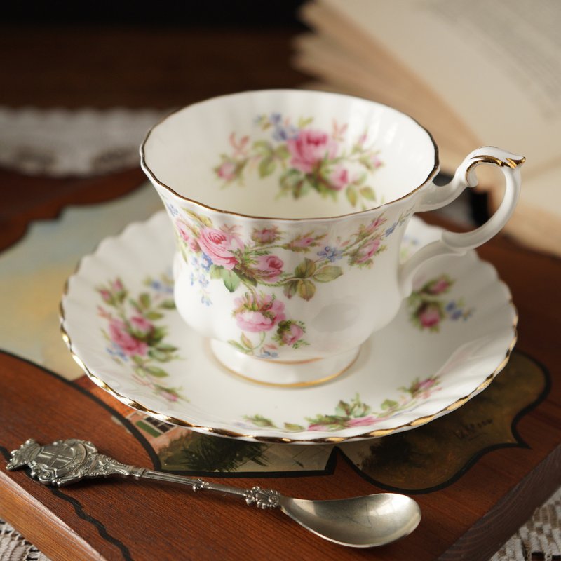 英國Royal Albert 'Moss Rose'系列22k金骨瓷茶杯組 - 茶壺/茶杯/茶具 - 瓷 多色