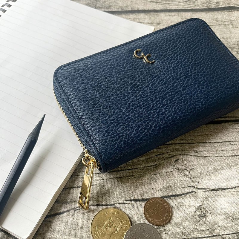 Ireland Galway pebbled zipper wallet/women's wallet/middle wallet/wallet blue [RFID anti-theft] - กระเป๋าสตางค์ - วัสดุอื่นๆ สีน้ำเงิน