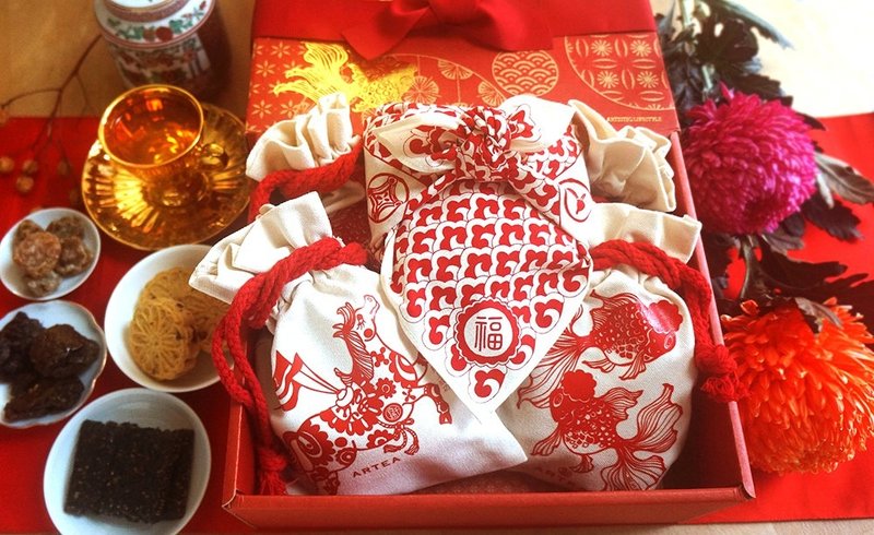 2026新年禮盒【馬上亨通。福】5款精品好茶+4款茶食大禮盒ARTEA - 茶葉/茶包/水果茶 - 棉．麻 紅色
