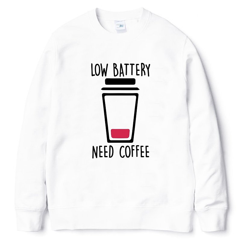 LOW BATTERY NEED COFFEE University T Neutral Edition White Coffee Wenqing Wenchuang - Tシャツ メンズ - その他の素材 ホワイト