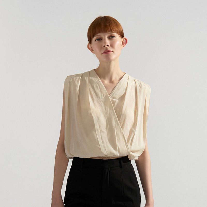 AVVJOY | Temperamental pleated vest - Women's Tops - Other Materials Green