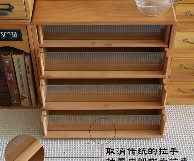中世のガラス 4 段引き出しキャビネット デスク A4 ペーパー