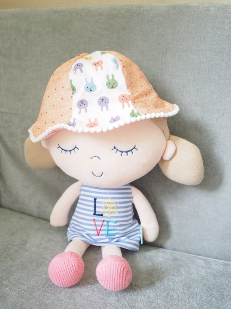 Handmade baby/ kid hat with colorful rabbit printing - Bibs - Cotton & Hemp Orange