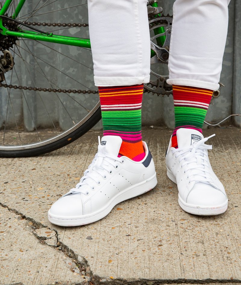 Sunset Fine Sock - Orange/Green - Dress Socks - Cotton & Hemp Orange