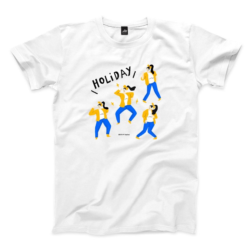 Holiday Dance - Unisex T-Shirt - 3 Colors - เสื้อยืดผู้ชาย - ผ้าฝ้าย/ผ้าลินิน ขาว