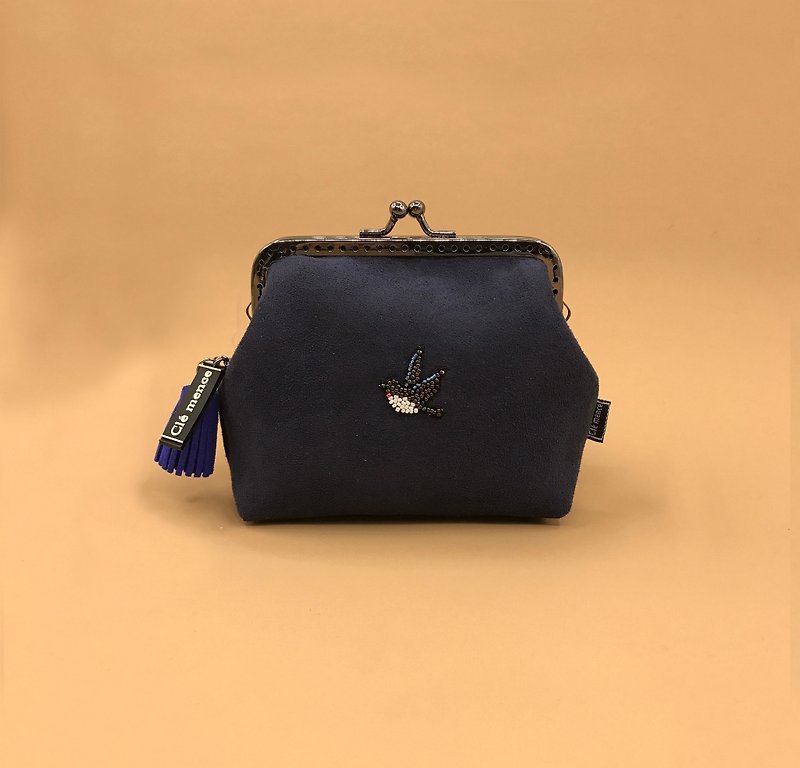 小燕子 口金包 零錢包 縫珠零錢包 - 散紙包 - 聚酯纖維 藍色