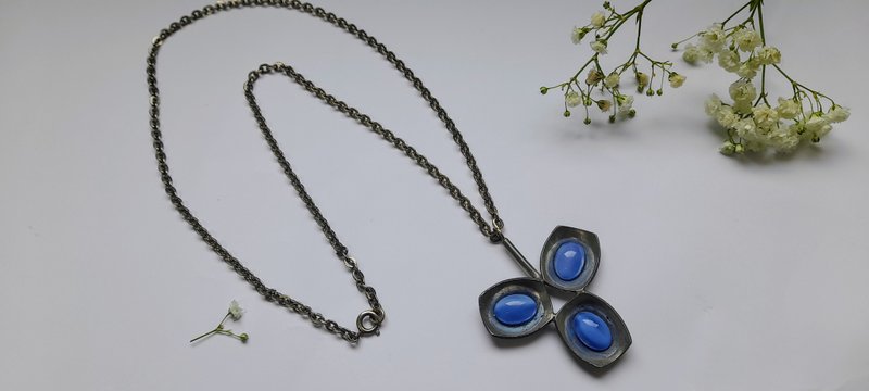 1960s Danish Jørgen Jensen Nordic modernism pewter long necklace - สร้อยคอยาว - โลหะ สีเงิน