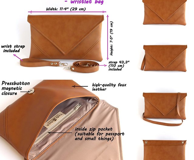 Vegan Leather Small Crossbody Bag or Wristlet Clutch Purse