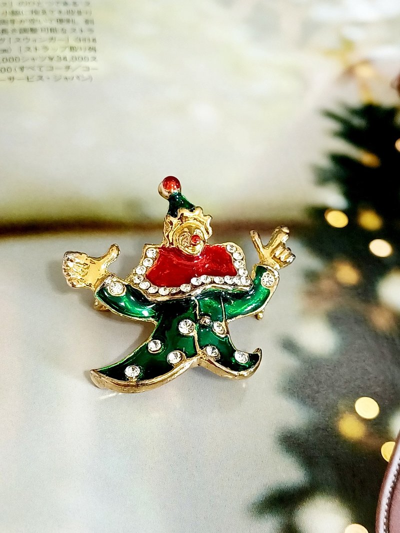 vintage jewelry 典雅琺瑯閃耀小丑 別針 胸針 - 胸針 - 其他金屬 