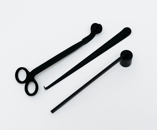 Scented candle maintenance tool set (black) - candle wick cutter