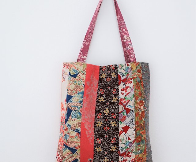 Vintage Silk Japanese Kimono Tote - Mixed patterns - Shop Candith