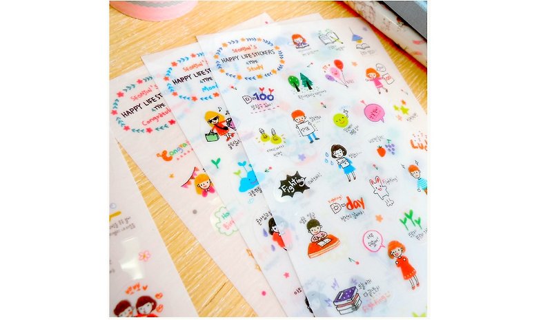 Happy life sticker set v2-color pencil, 7321-04290 - Stickers - Plastic Multicolor