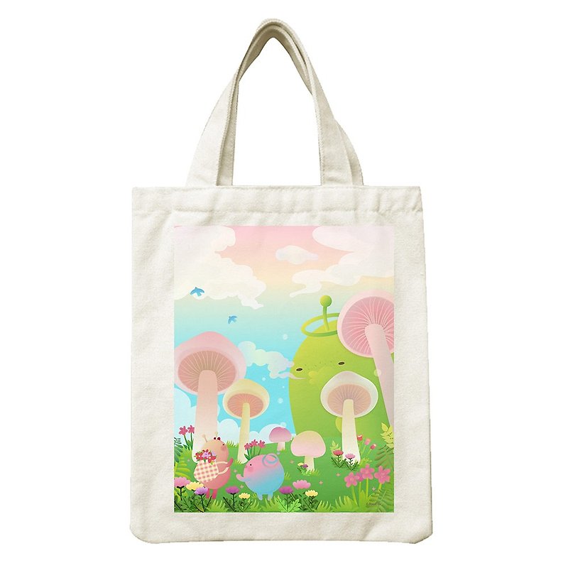 New series - hand canvas bag: [big melon mushroom world] - no individual star Roo, CA1BB02 - กระเป๋าถือ - ผ้าฝ้าย/ผ้าลินิน สีเขียว