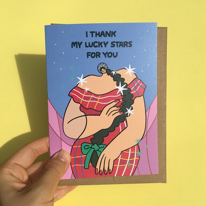Greeting Card - I Thank My Lucky Stars For You Thank you Card - 卡片/明信片 - 紙 