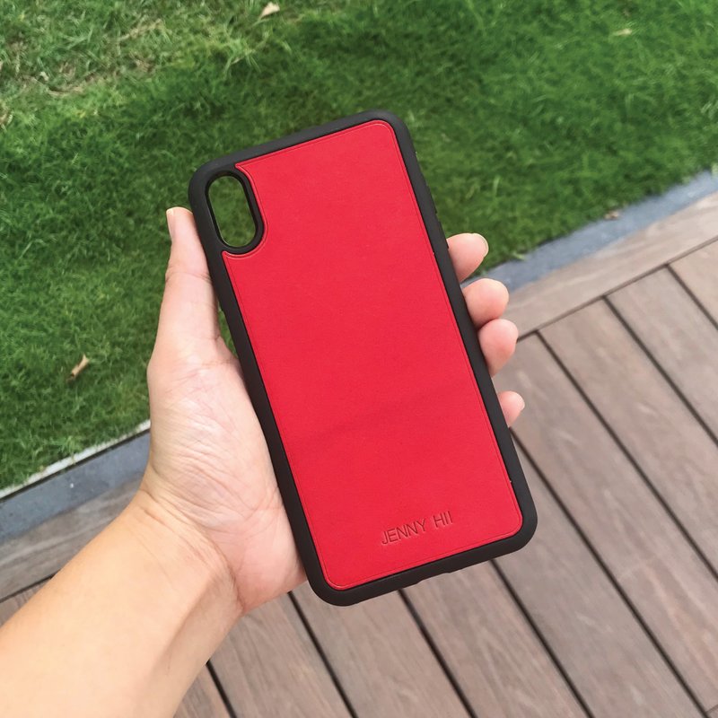 【iPhone Case】Red Buttero | Shockproof | Handmade Leather in Hong Kong - เคส/ซองมือถือ - หนังแท้ สีแดง