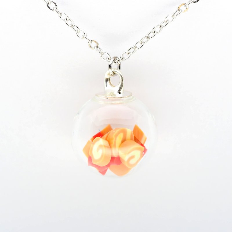 「OMYWAY」Handmade Candy Necklace - Glass Globe Necklace 1.4cm - สร้อยติดคอ - แก้ว ขาว