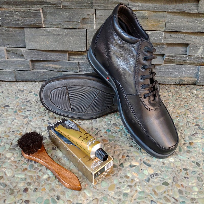 Limited Italian men's leather casual shoes (9800 yuan) + simple maintenance group - รองเท้าลำลองผู้ชาย - หนังแท้ สีดำ