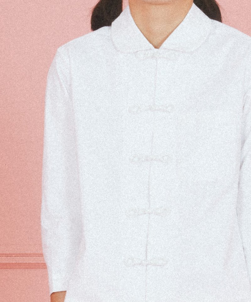 peter pan collar mandarin coatdress (girls) - ชุดเดรส - ผ้าฝ้าย/ผ้าลินิน ขาว