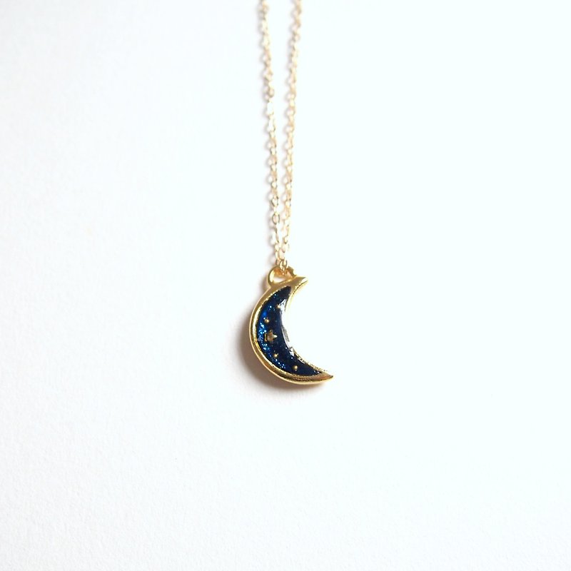 "KeepitPetite" blue sky meniscus stars · · Hemming · gold-plated resin pendant necklace (40cm / 16 inches) - สร้อยคอ - โลหะ สีน้ำเงิน