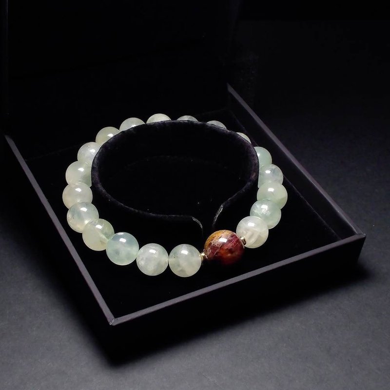 Purple Mystique with Prehnite | Men's Beaded Bracelet QBR-00052 - Bracelets - Crystal 