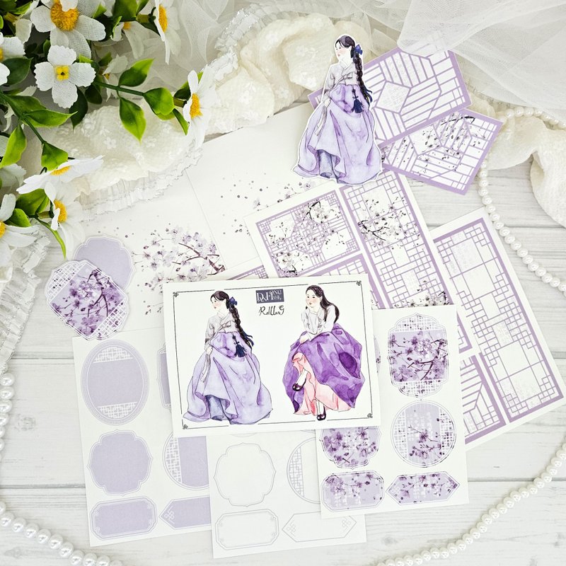 Oriental flower pakage_DasomDasom_purple - 貼紙 - 紙 