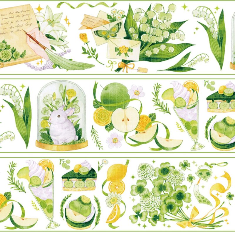 Qingqing Ying Green PET Washi Tape - มาสกิ้งเทป - กระดาษ หลากหลายสี