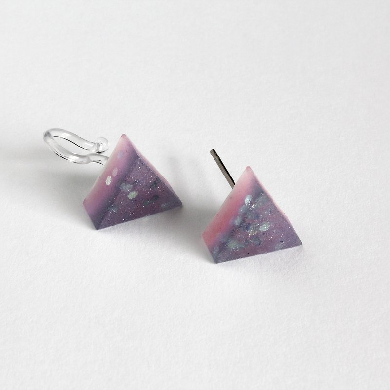 樹脂耳環 / 粼粼紫芋 - 單隻 / 三角形 / 10 mm - 耳環/耳夾 - 樹脂 紫色
