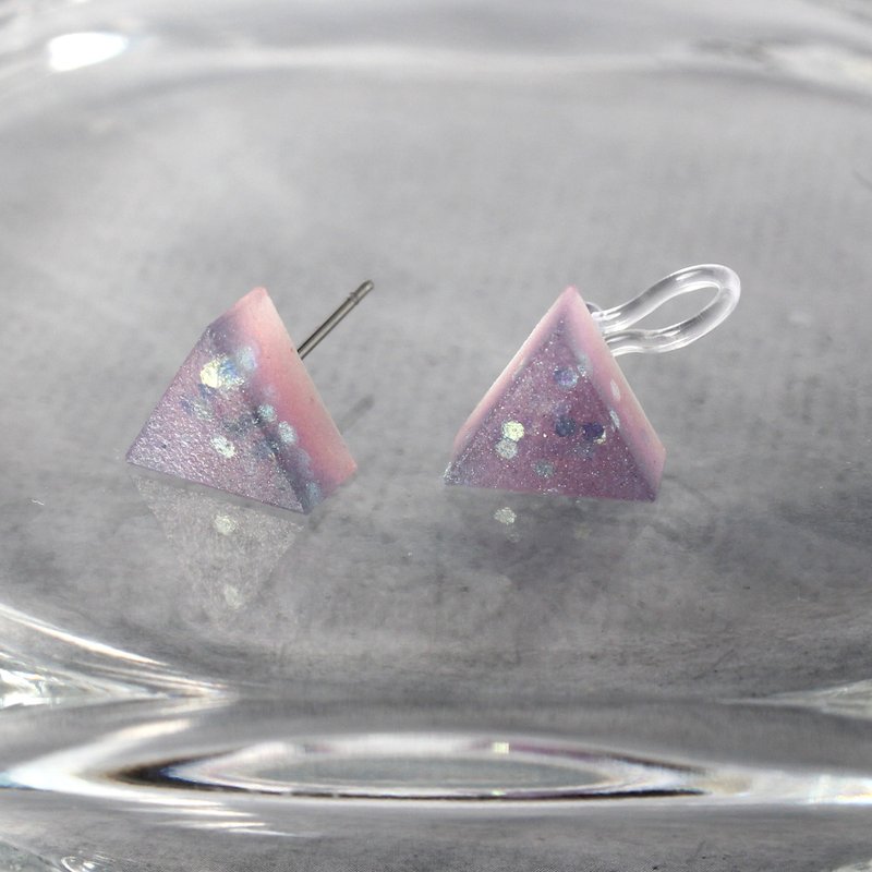 Triangle Resin Earring / Dazzling Pale Purple / Single stud - Earrings & Clip-ons - Resin Purple