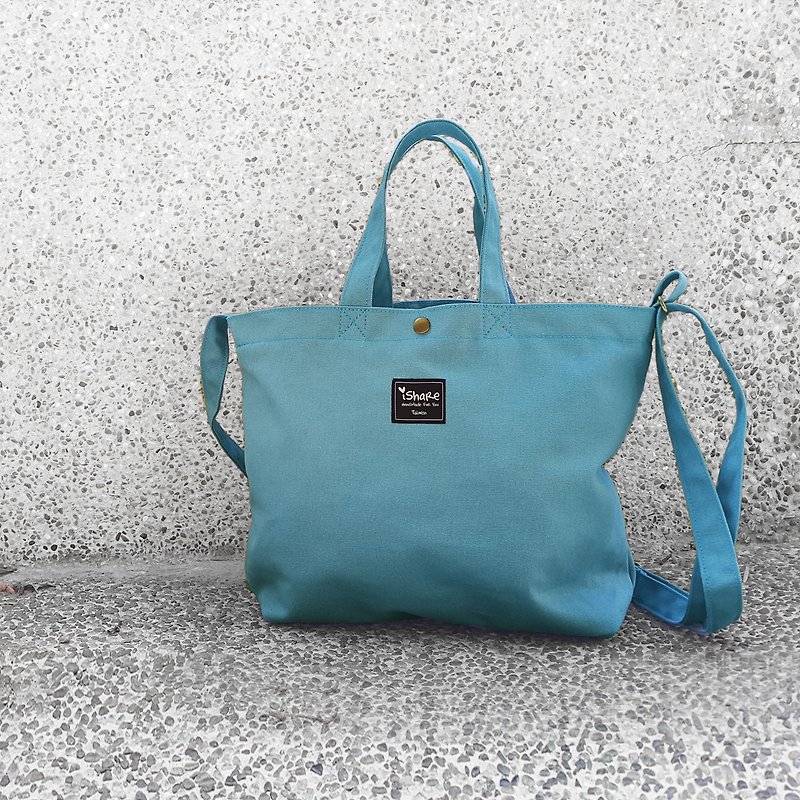 [Out of print discount] Monochrome A4 three-use tote bag-denim blue - Messenger Bags & Sling Bags - Other Materials Blue