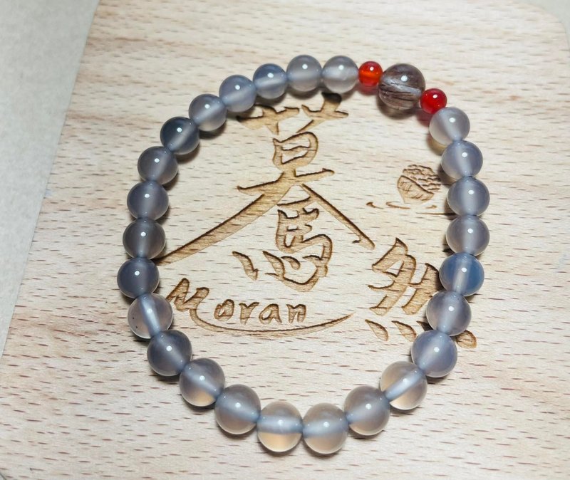 Suran (Bracelet Series) Gray Agate--avoid evil and stabilize - สร้อยข้อมือ - คริสตัล สีเทา