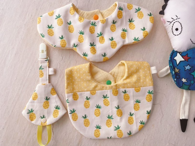 Summer Yellow Pineapple Moon Gift Box. Handmade 3-piece set - Baby Gift Sets - Cotton & Hemp Yellow