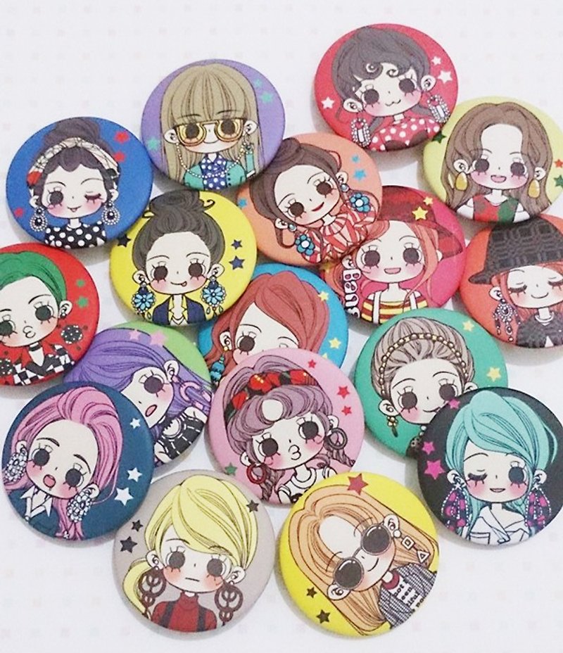 Miss earrings badge group (17 models) - Badges & Pins - Plastic Multicolor