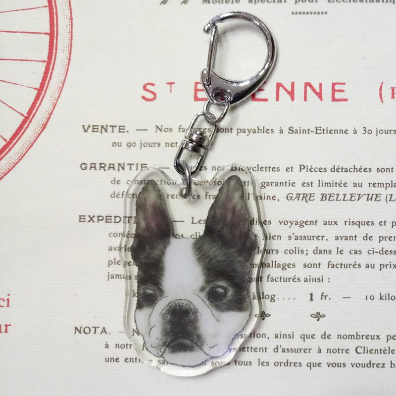 波士頓梗-壓克力吊飾(鑰匙圈)雙層 - 鑰匙圈/鑰匙包 - 壓克力 