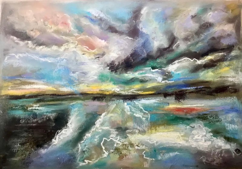 Sky of a Quiet Thunder – Original Soft Pastel Landscape on Sanded Paper - 壁貼/牆壁裝飾 - 紙 
