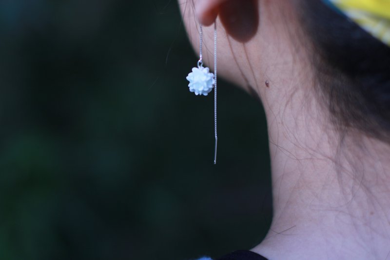 シャドウグリーンのアジサイのイヤスレッドは、イヤフックとネックレスに変更できます - ピアス・イヤリング - 磁器 