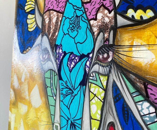 U667 キテンゲキリン】空輸で台湾に運ばれたアフリカ美術/60x40cm