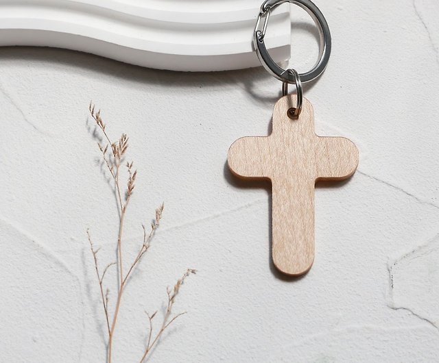 Wooden Cross Keychain