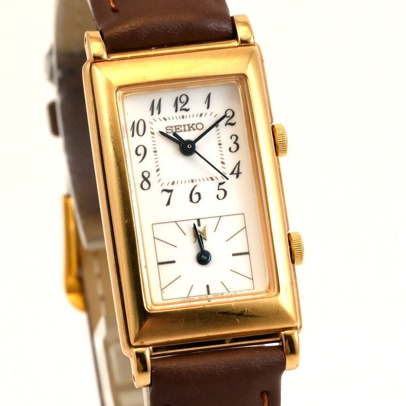 SEIKO Dual Time 女性用腕時計 タンクシェイプ Rectangular 1EFW-5A00 手錶 古董錶 - 女錶 - 不鏽鋼 