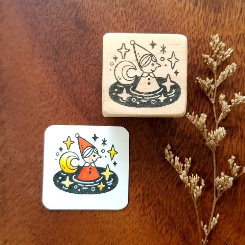 【杯中的小宇宙系列】杯中的小精靈/ 手刻膠板印章 - 印章/印台 - 塑膠 