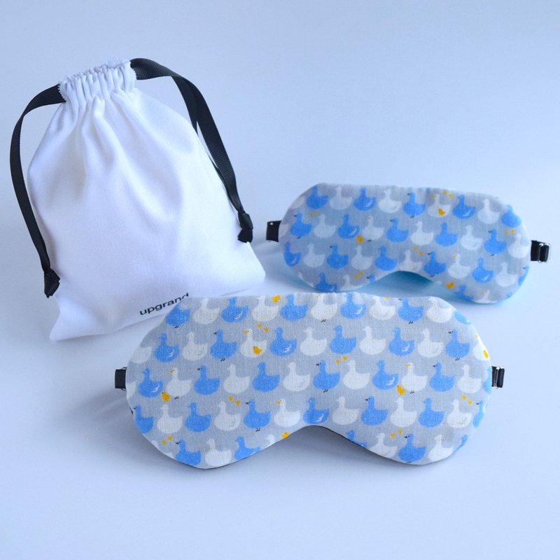 Valuable Set | Duck Family Sleep Mask | storage pouch - Eye Masks - Cotton & Hemp Blue