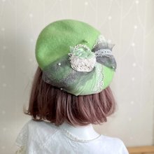 ベレー帽 ベレー帽/ベレー帽 ウール帽子 刺繍レース帽子 ベレー