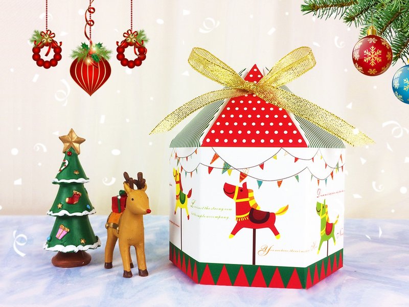 "Cat crazy tea" Santa Claus and cat の Tea Gift ✶ Carousel (Taiwan tea handmade cat + fish crackers) - within 300 yuan creative Christmas gift exchange - คุกกี้ - อาหารสด 