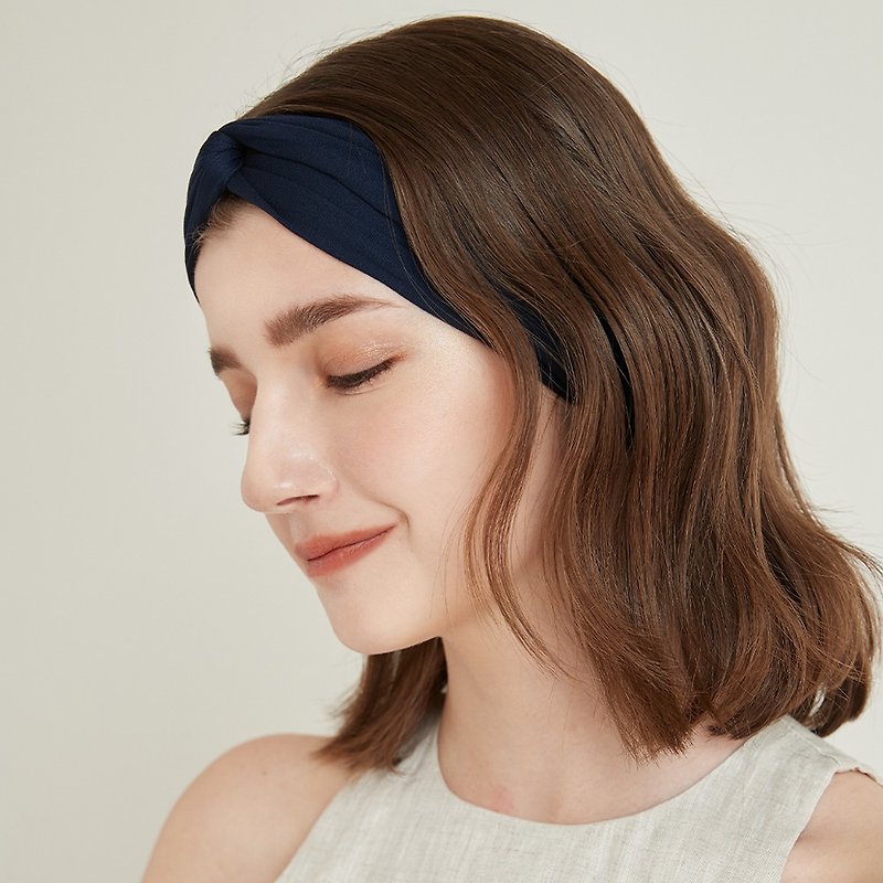 [Official flagship of L. ERICKSON] 1 piece of elastic cross headband || Gray blue || - ที่คาดผม - วัสดุอื่นๆ สีน้ำเงิน