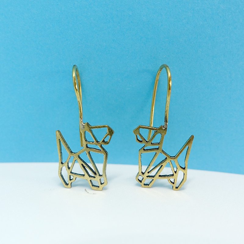 Dog geometric hook 2 - 耳環/耳夾 - 其他金屬 金色