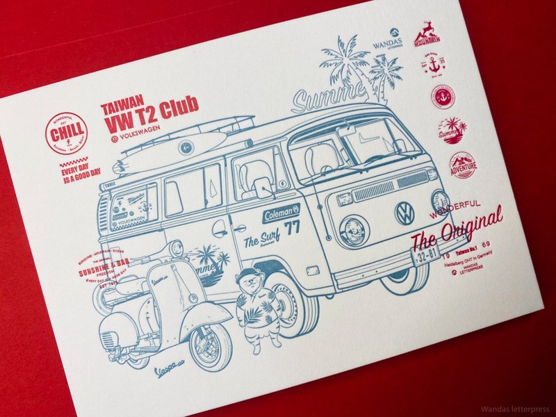 VW T2 CLUB camping postcard - Cards & Postcards - Paper White